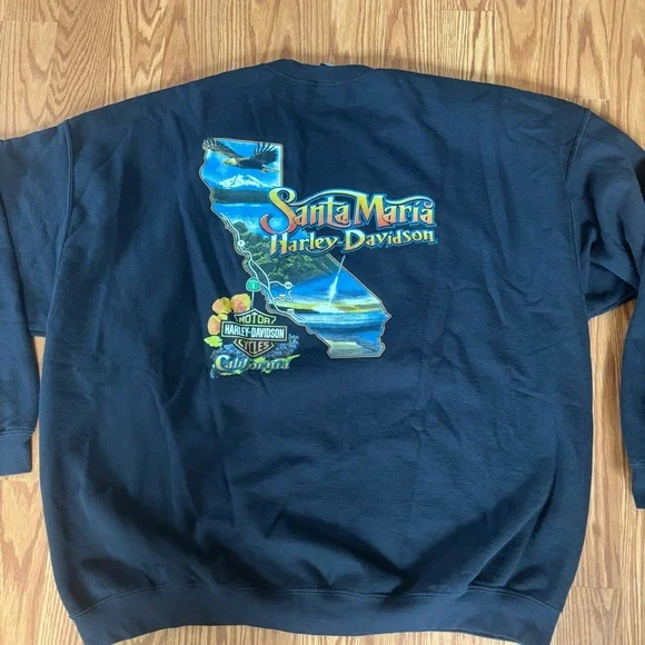 Harley-Davidson Motorcyles Santa Maria California Black Orange Sweatshirt Sz 3XL - Picture 6 of 7